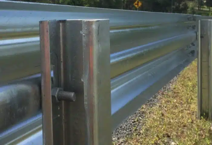 W-Beam Guardrail safety Barrier in grass